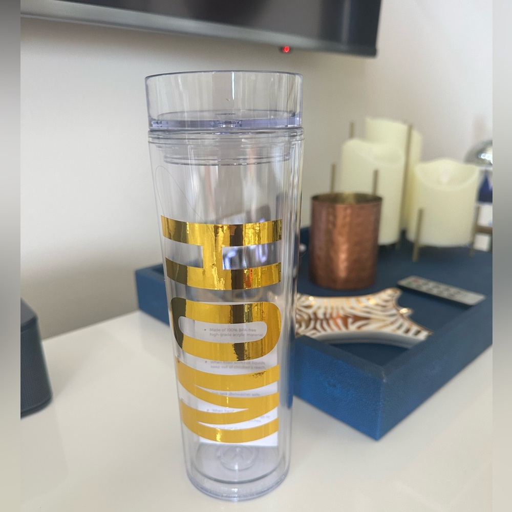 16oz Acrylic Tumbler with Gold MOH Maid of Honor with two straws NWT